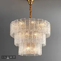 Люстра подвесная Manhattan P6315-D800 BR iLamp прозрачная на 18 ламп, основание латунь в стиле классический 